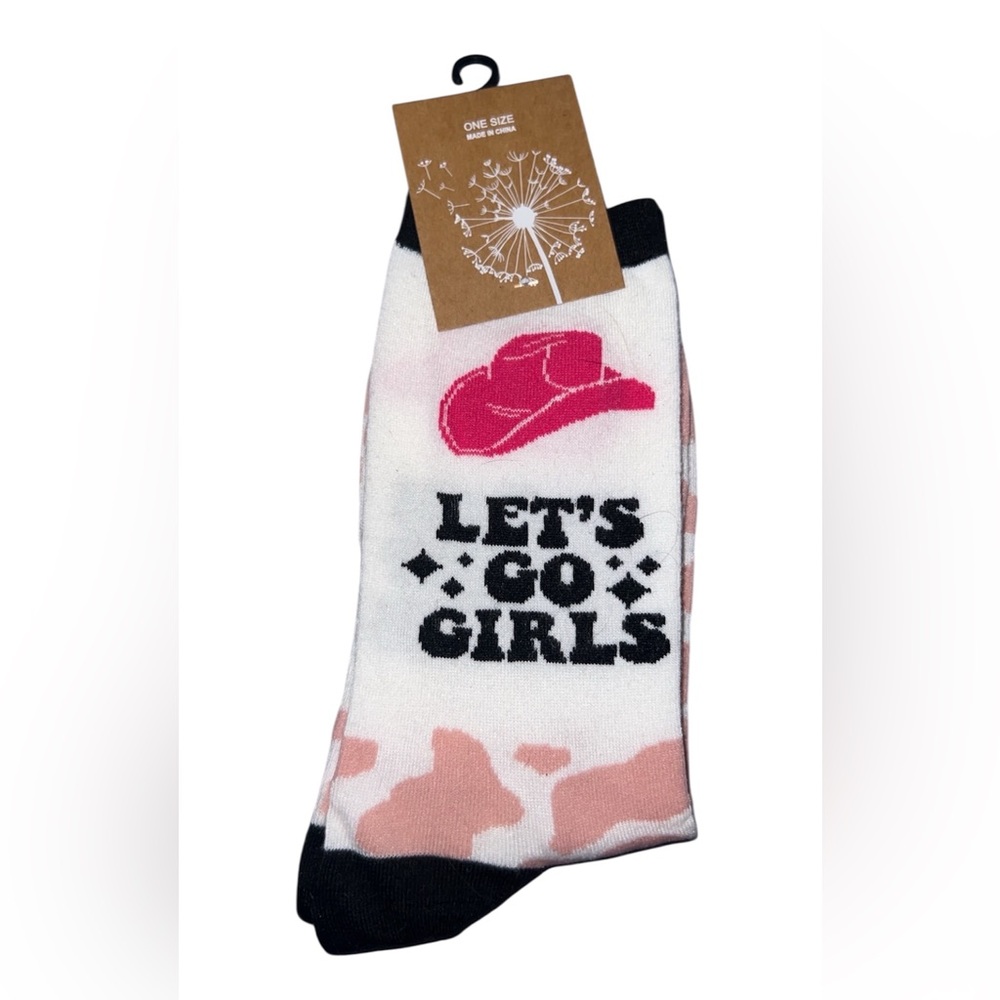 Pink and White Graphic Socks